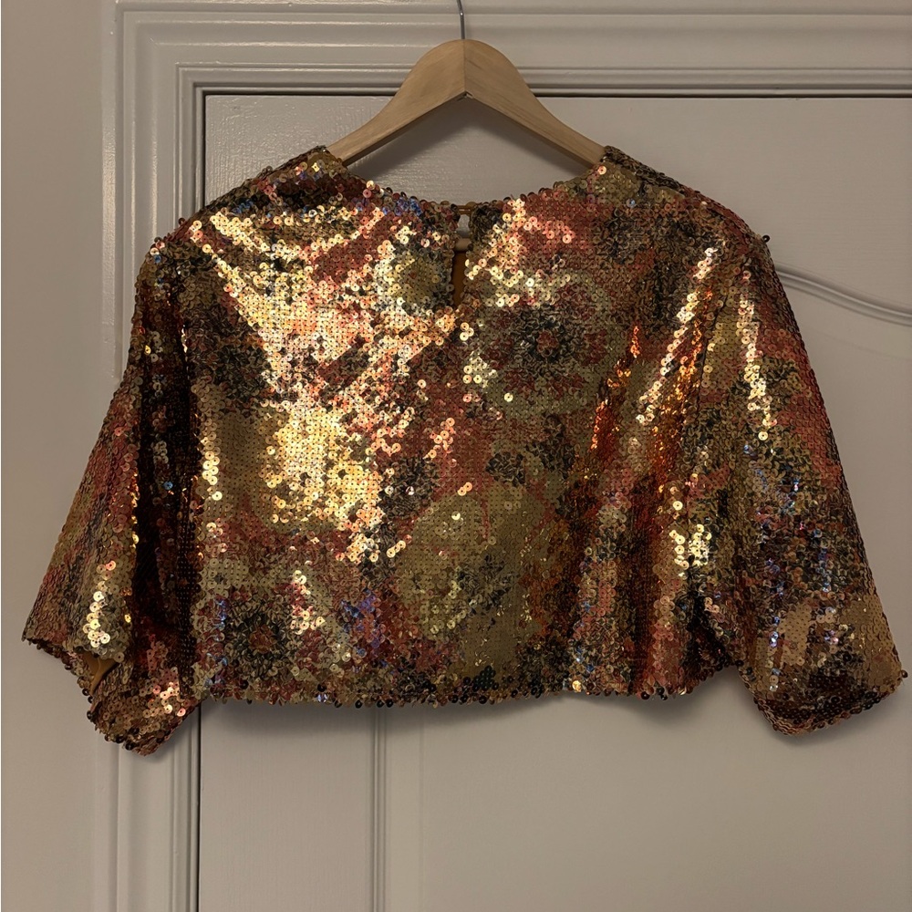 Smythe Rose Gold Sequin Crop Top - Picture 3 of 3